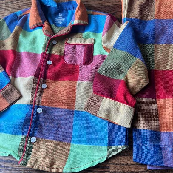 Baby Gap Unisex Multicolor Plaid Flannel Long Sleeve Pajama Set - 2T - Picture 2 of 4
